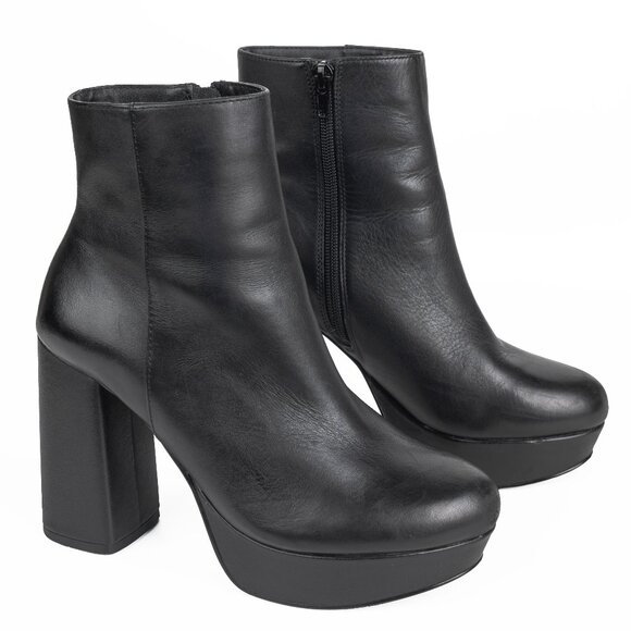 Steve Madden Grate Platform Ankle Boots – Women’s Size 7M – Black Leather - Picture 1 of 12
